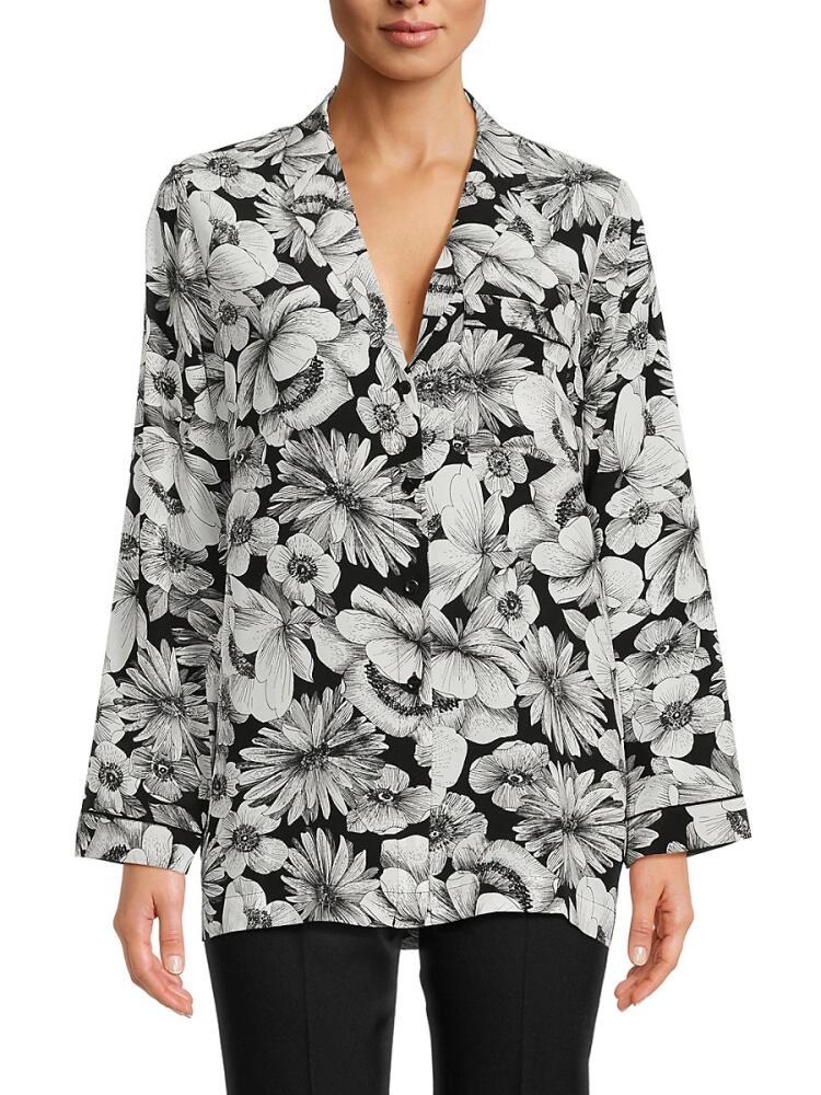 The Kooples Women's Floral Silk Shirt - Black Cover