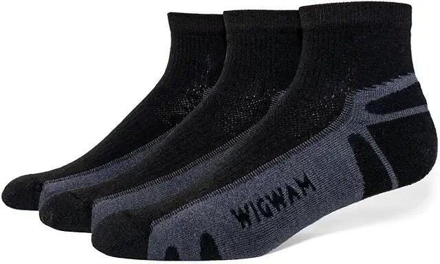 Wigwam Thunder Quarter 3-Pack (Black) Low Cut Socks Shoes Cover