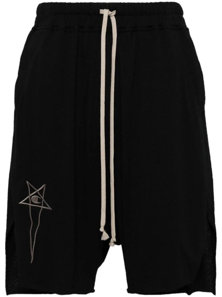 Rick Owens X Champion embroidered logo drawstring shorts - Black Cover