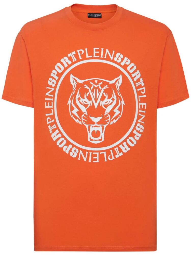 Plein Sport Carbon Tiger-print cotton T-shirt - Orange Cover