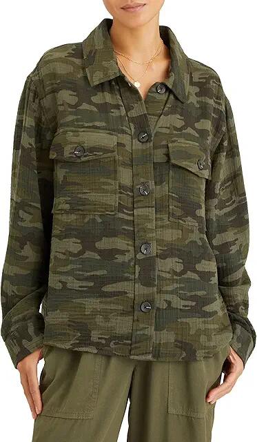 Sanctuary Cropped Shirt Jacket (Safari Camo) Women's Clothing Cover