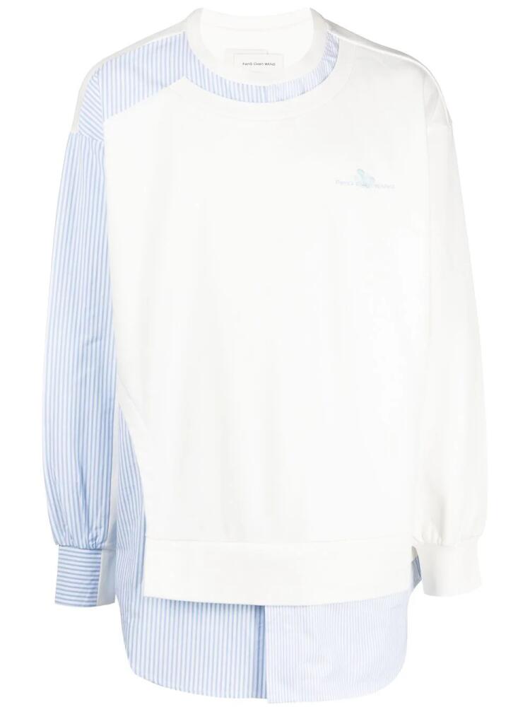 Feng Chen Wang patchwork stripe-print sweatshirt - White Cover