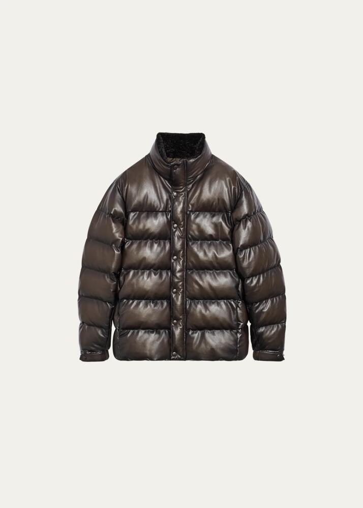 Berluti Men's Puffer Shearling Collar Jacket Cover