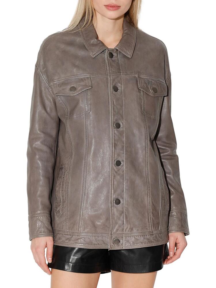 Walter Baker Women's Sutton Leather Jacket - Dark Taupe Cover