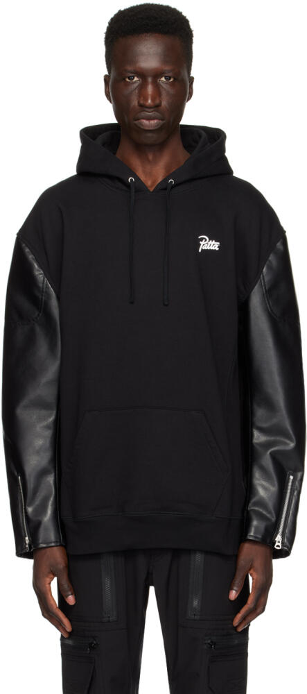 Junya Watanabe Black Patta Edition Faux-Leather Hoodie Cover