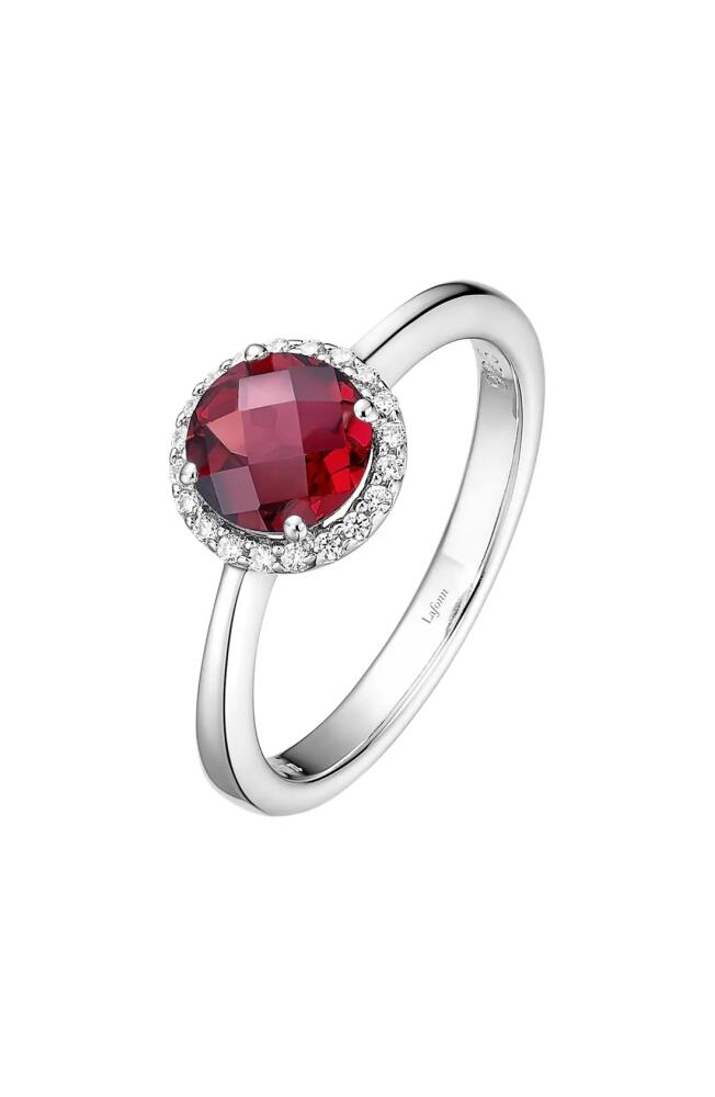 Lafonn Birthstone Halo Ring in January Garnet /Silver Cover