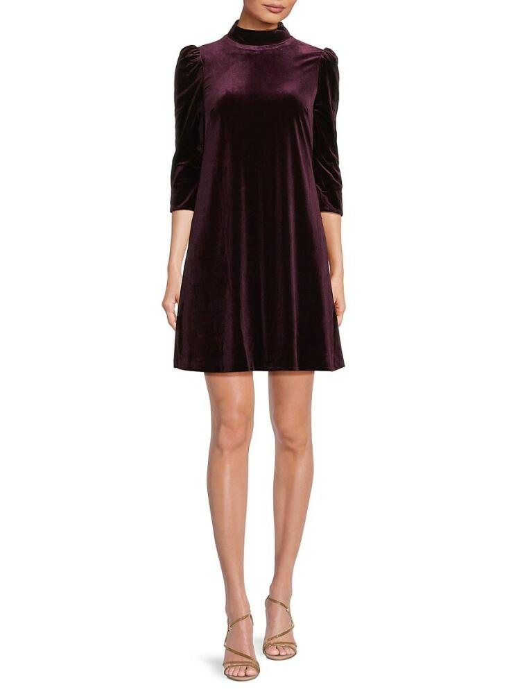 Eliza J Women's Puff Sleeve Velvet Mini Dress - Eggplant Cover