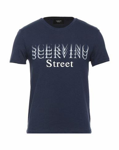 Ermanno Scervino Man T-shirt Midnight blue Cotton, Elastane Cover