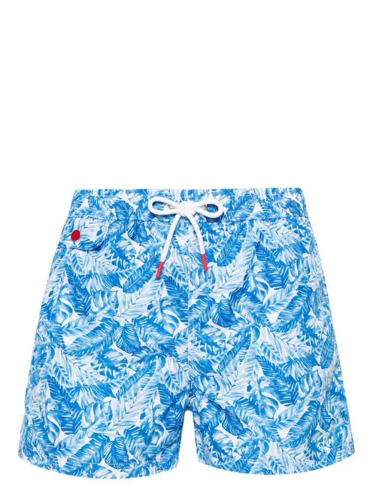 Kiton leaf-print swim shorts - Blue Cover