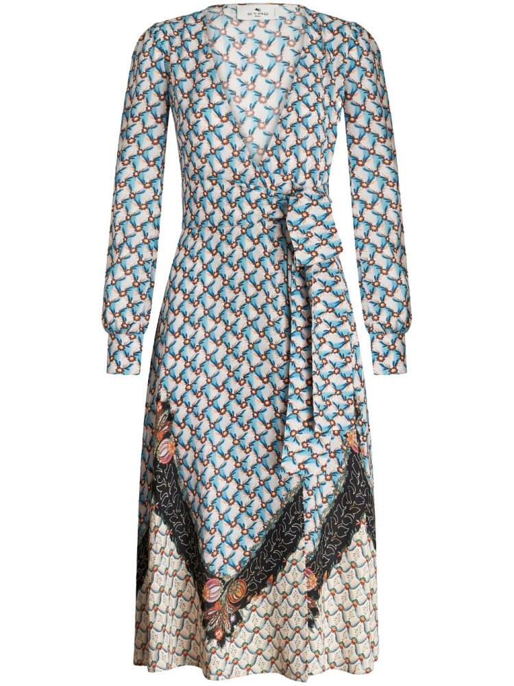 ETRO floral-print midi wrap dress - Blue Cover