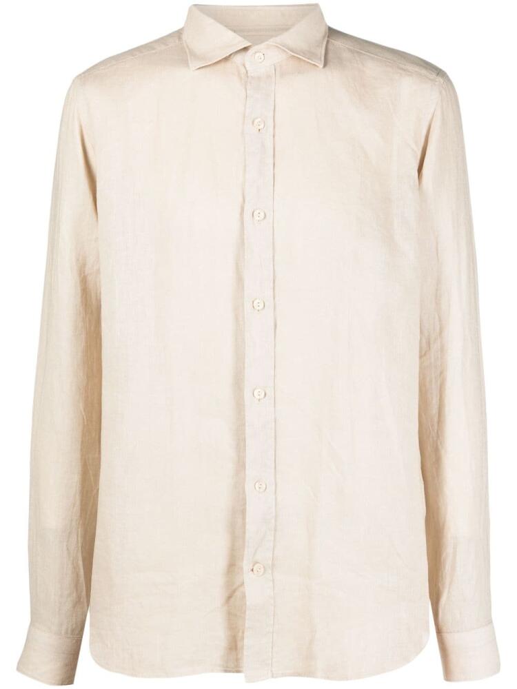 Tintoria Mattei long-sleeve linen shirt - Neutrals Cover