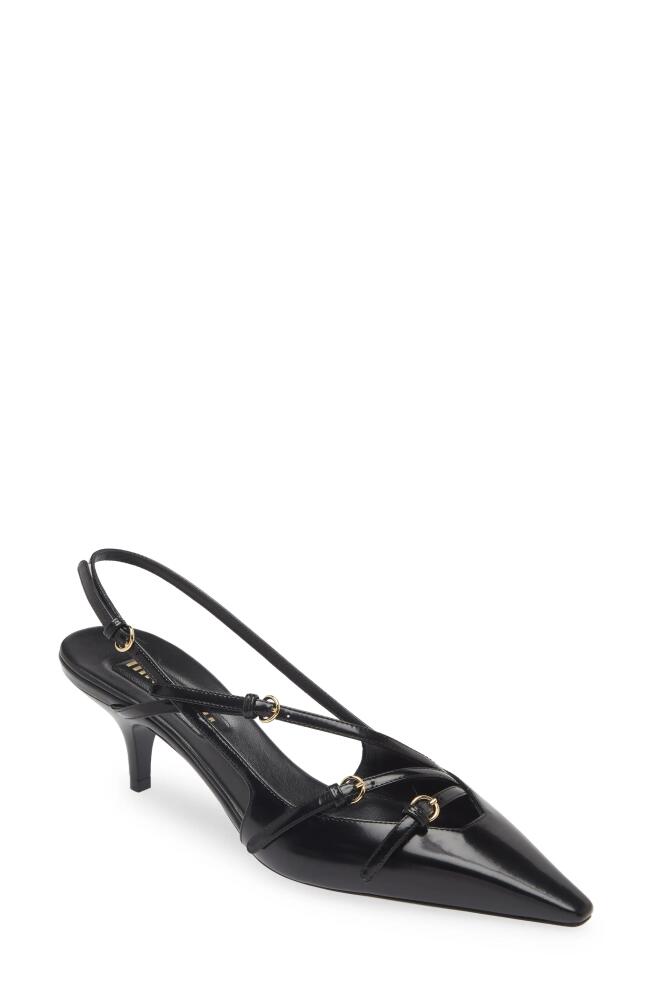 Miu Miu Show Kitten Heel Slingback Pump in Nero Cover