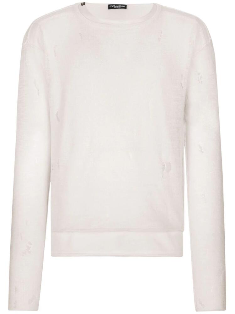 Dolce & Gabbana distressed-finish crew-neck top - White Cover