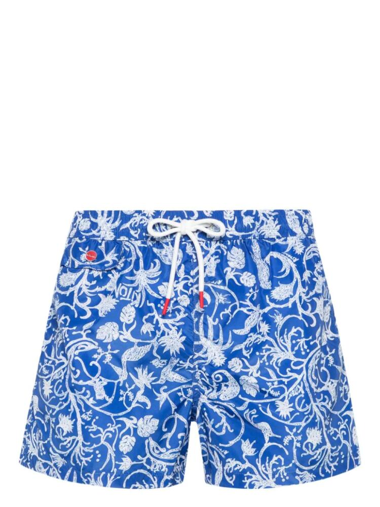 Kiton graphic-print swim shorts - Blue Cover