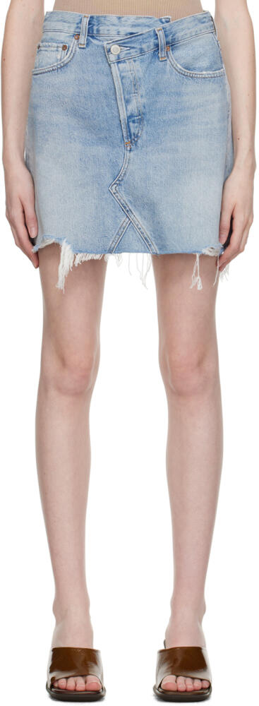 AGOLDE Blue Criss Cross Denim Miniskirt Cover