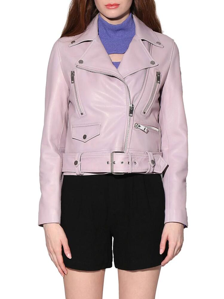 Walter Baker Women's Flissy Leather Moto Jacket - Lavender Cover