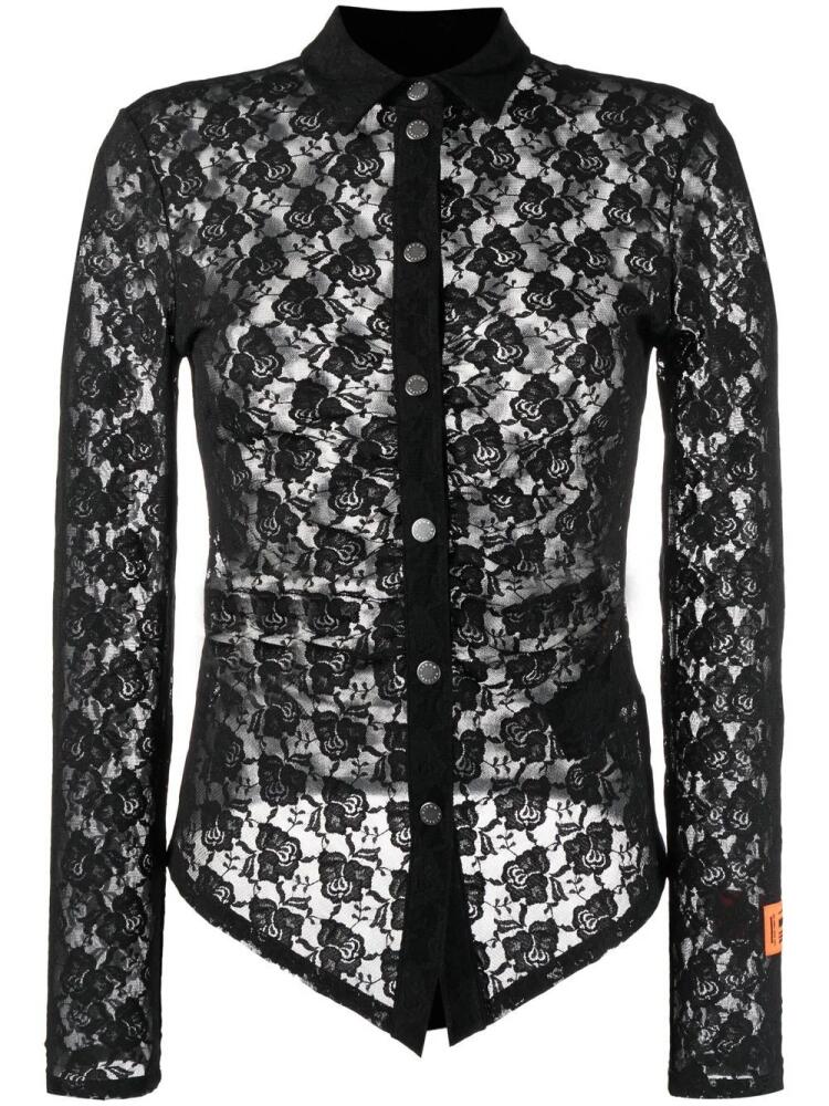 Heron Preston floral-lace button-up shirt - Black Cover