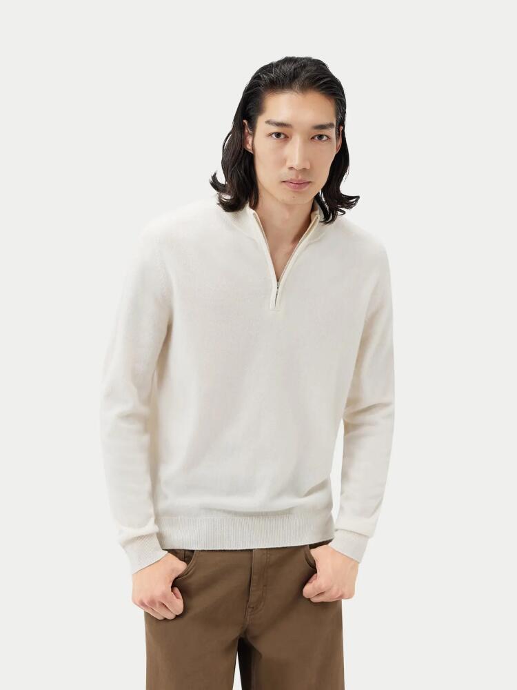 Gobi Cashmere Half Zip Polo in Marshmallow Cover