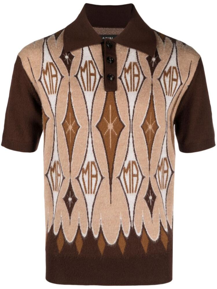 AMIRI argyle-check wool polo shirt - Brown Cover