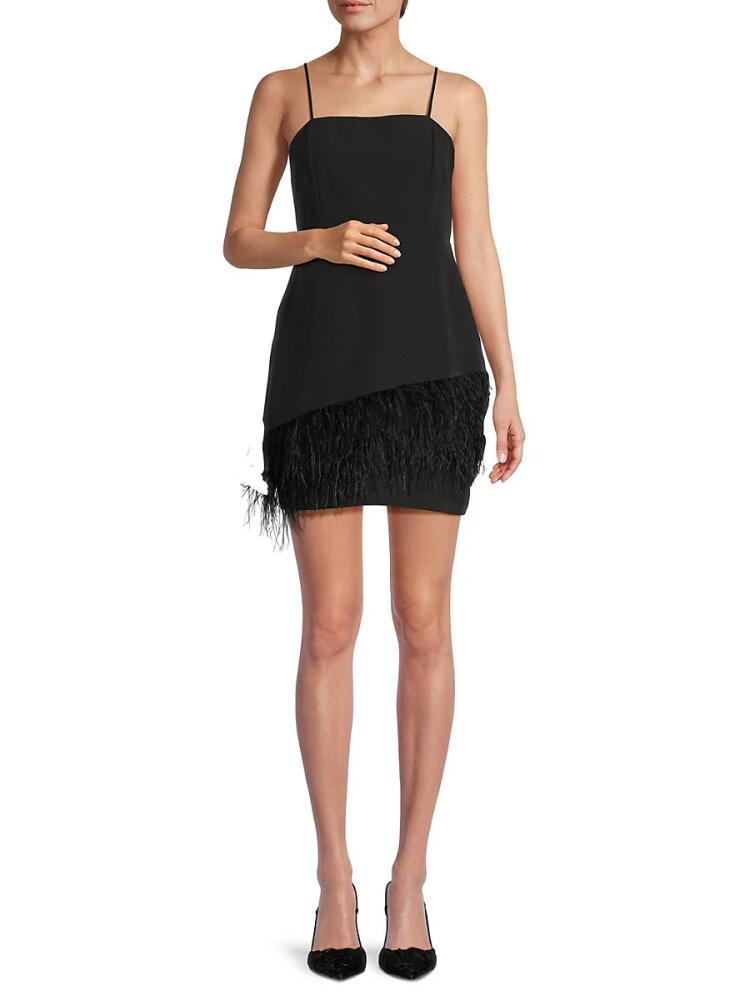 Sam Edelman Women's Feather Trim Strappy Mini Dress - Black Cover