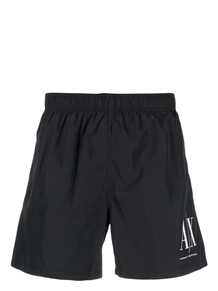 Armani Exchange logo-print swim shorts - Black Cover