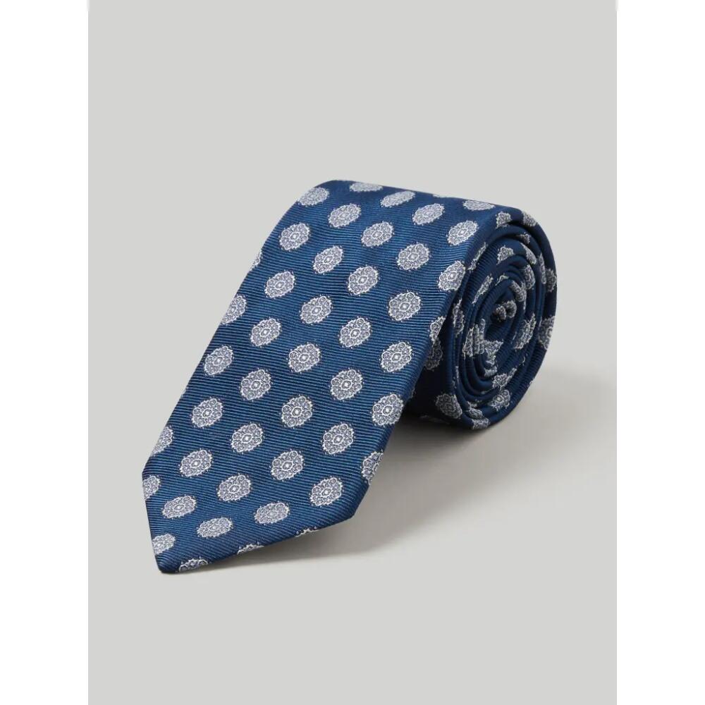 Robert Talbott Robert Floral Necktie in Navy White Floral Cover