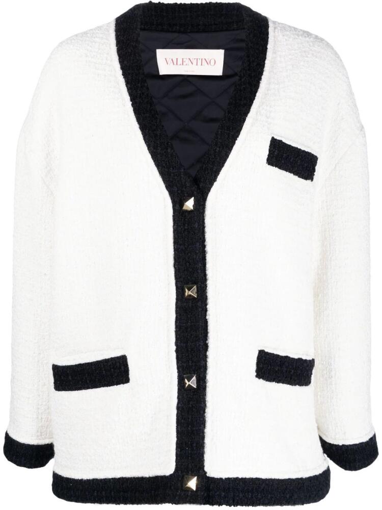 Valentino Garavani contrast-trim tweed jacket - White Cover