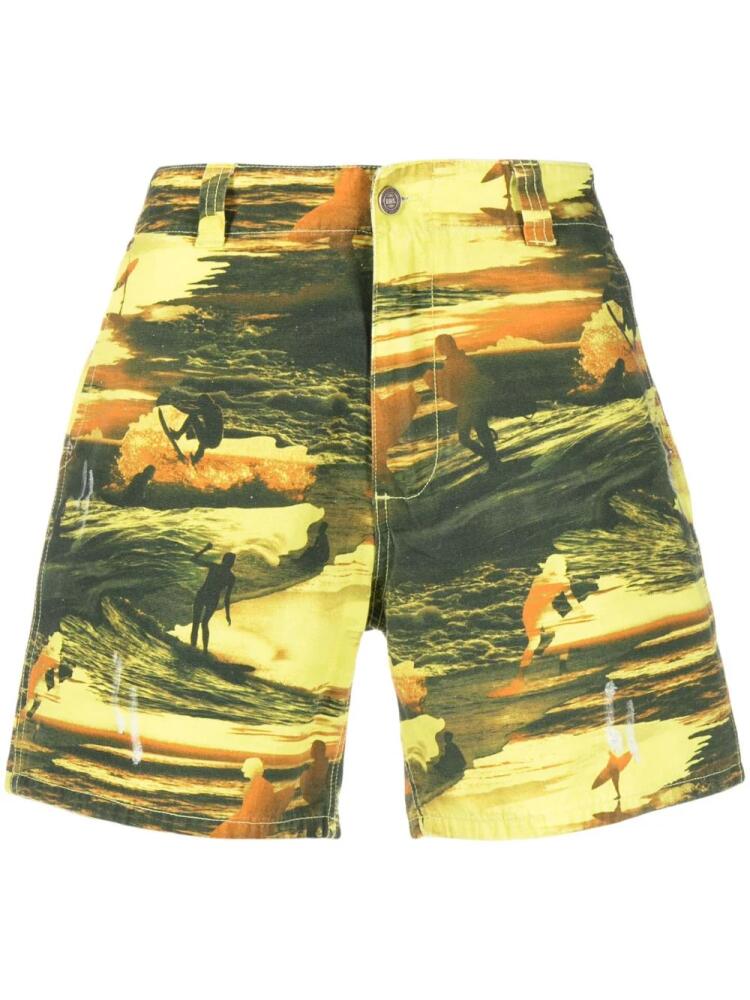 ERL graphic-print cotton bermuda shorts - Yellow Cover