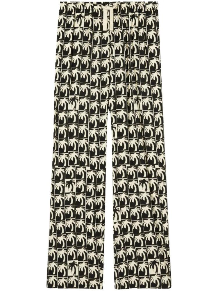 Palm Angels palm-tree print wide-leg trousers - Black Cover