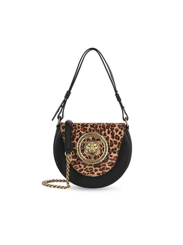 Just Cavalli Women's Icon Faux Fur & Leather Shoulder Bag - Leopard Cover