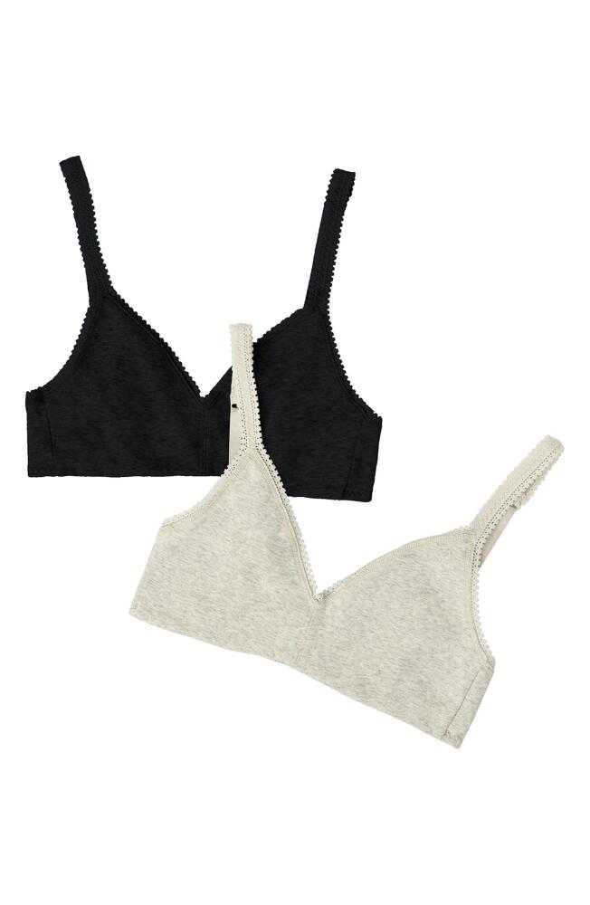 On Gossamer 2-Pack Cabana Cotton Bralettes in Blk/Grey Cover