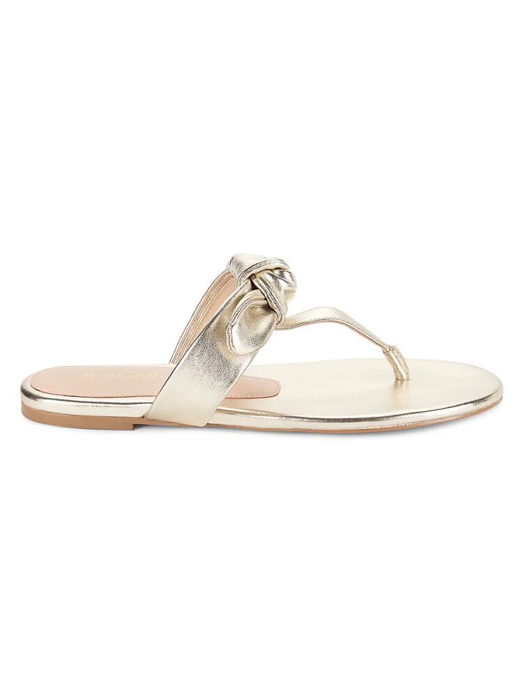 Stuart Weitzman Women's Leather Flat Sandals - Gold Cover