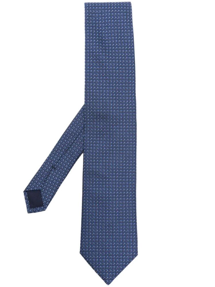 Corneliani geometric-print silk tie - Blue Cover