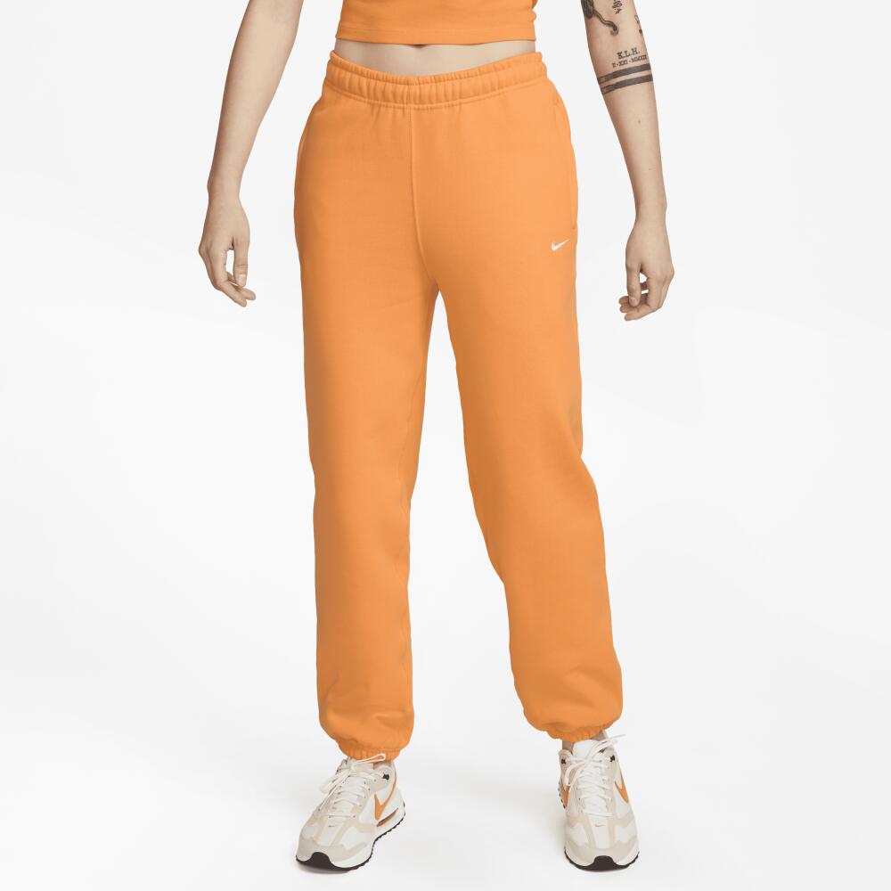 Nike Women's Solo Swoosh Fleece Pants in Orange Cover