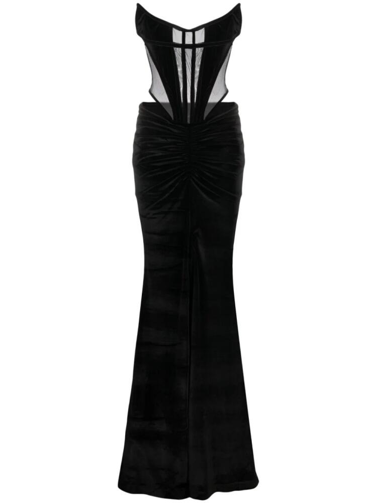 Amen boned-bodice velvet maxi dress - Black Cover