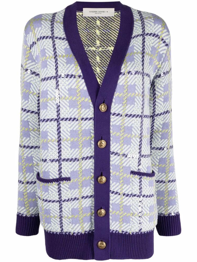 Golden Goose Journey Collection checked cardigan - Purple Cover