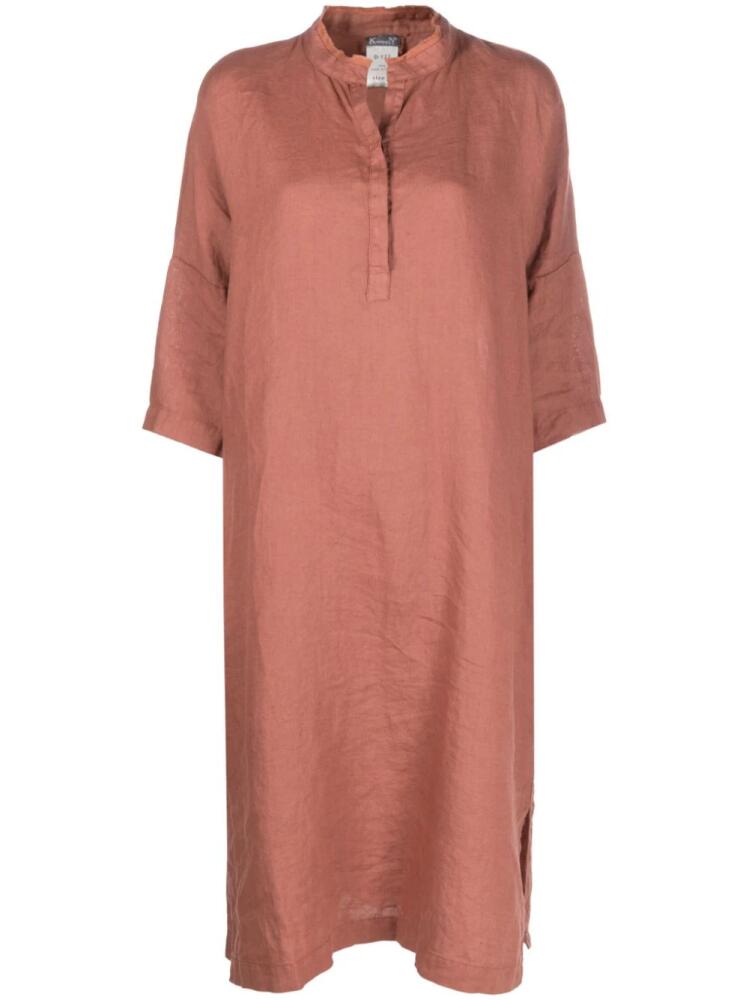 Kristensen Du Nord button-placket linen midi dress - Orange Cover