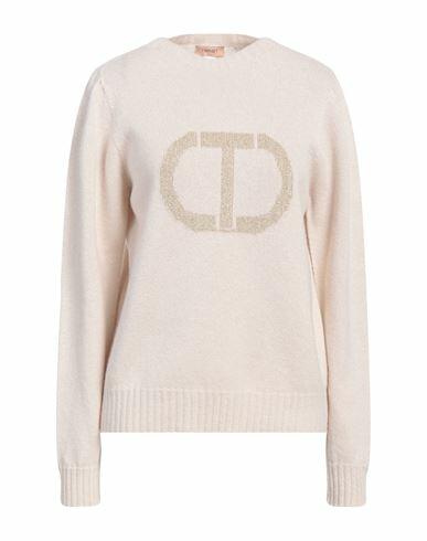 Twinset Woman Sweater Beige Wool, Cashmere, Metallic Polyester, Viscose Cover