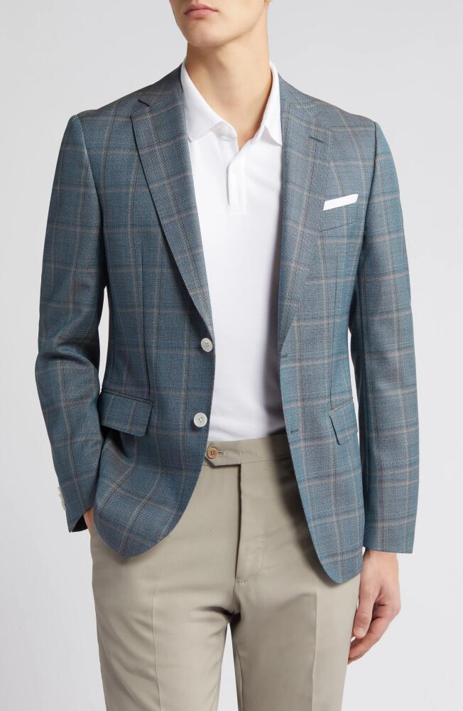 BOSS Hutson Plaid Virgin Wool Sport Coat in Open Blue Cover