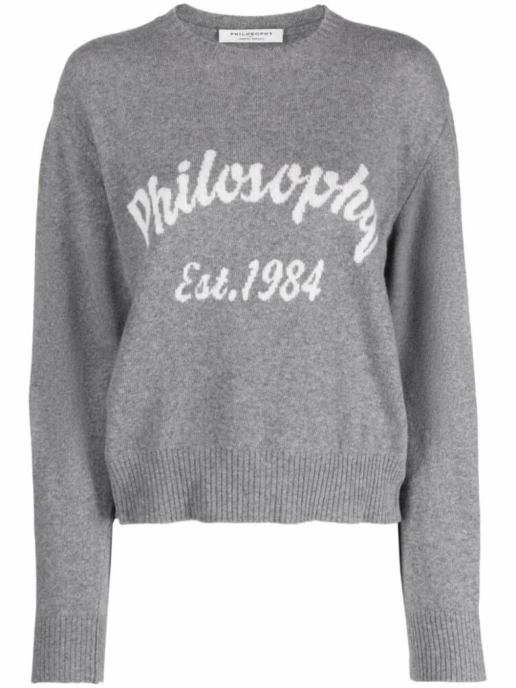 Philosophy Di Lorenzo Serafini logo-intarsia crew-neck jumper - Grey Cover