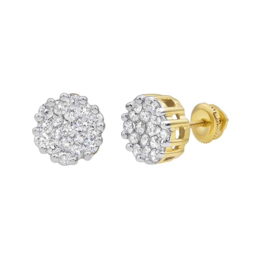 LuvMyJewelry Contemporary 14K Yellow Gold Diamond Stud Earrings - 0.93ct. Cover