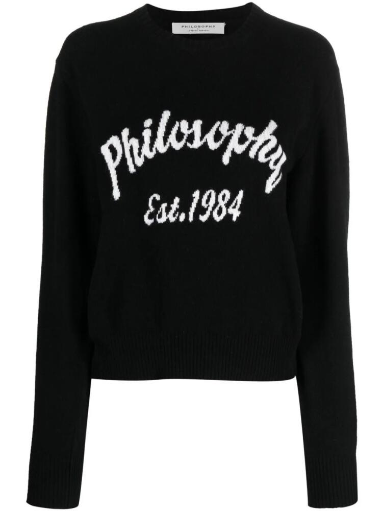 Philosophy Di Lorenzo Serafini logo-intarsia crew-neck jumper - Black Cover