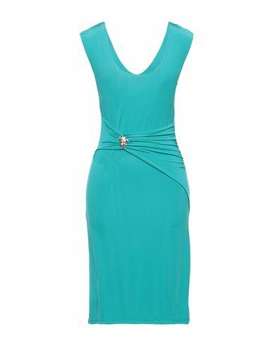 Roberto Cavalli Woman Mini dress Turquoise Viscose, Elastane Cover