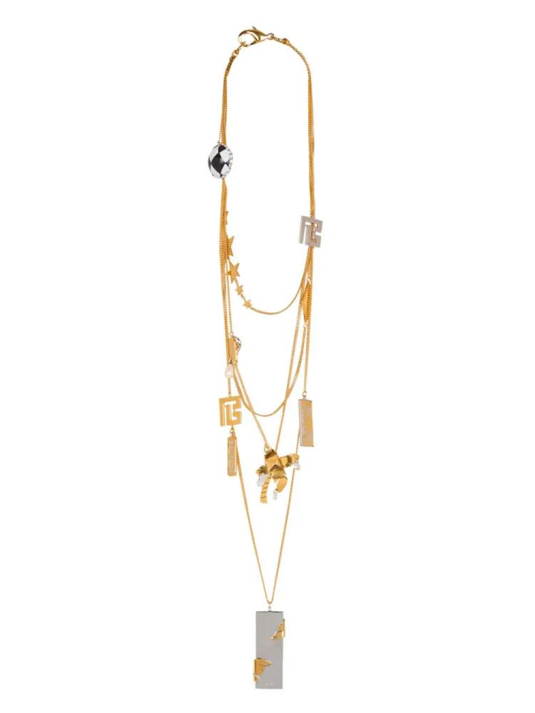 Balmain Miami embellished sautoir necklaces - Gold Cover