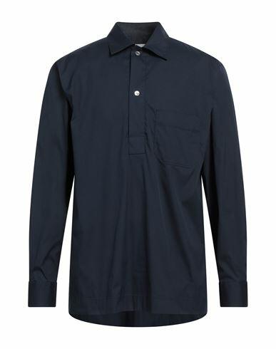 Aglini Man Shirt Midnight blue Cotton, Polyamide, Elastane Cover