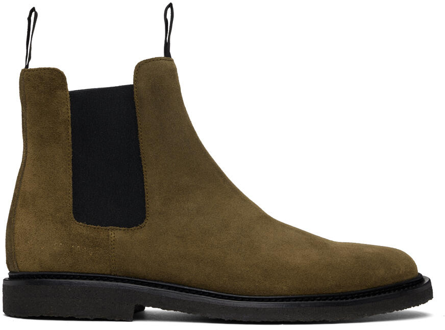 Common Projects Khaki Classic Waxed Suede Chelsea Boots Cover