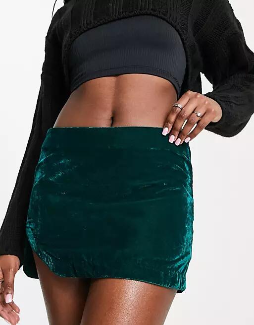 Free People annalise super mini skirt in deep teal-Green Cover