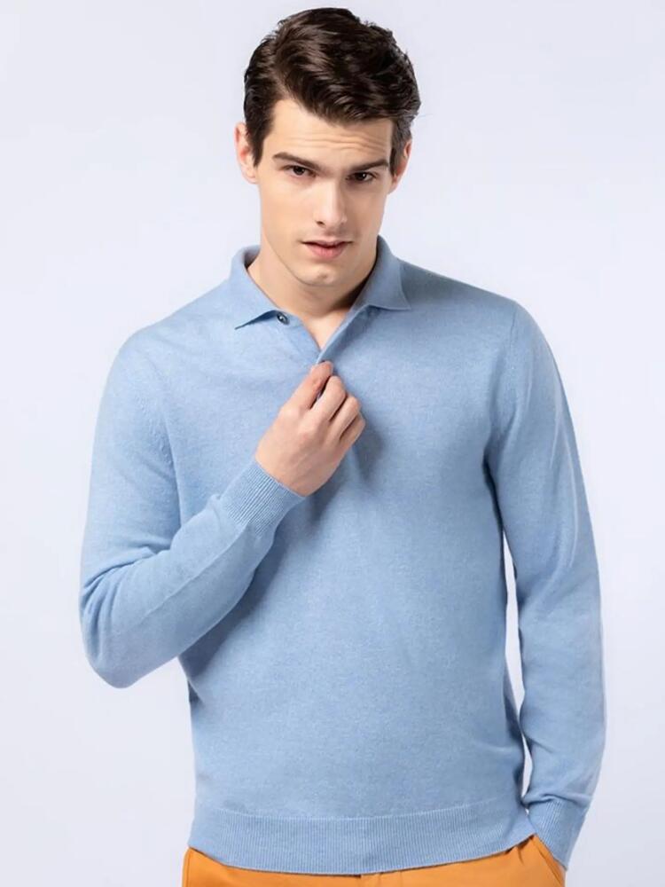 Gobi Cashmere Polo Neck Sweater in Light Blue Cover