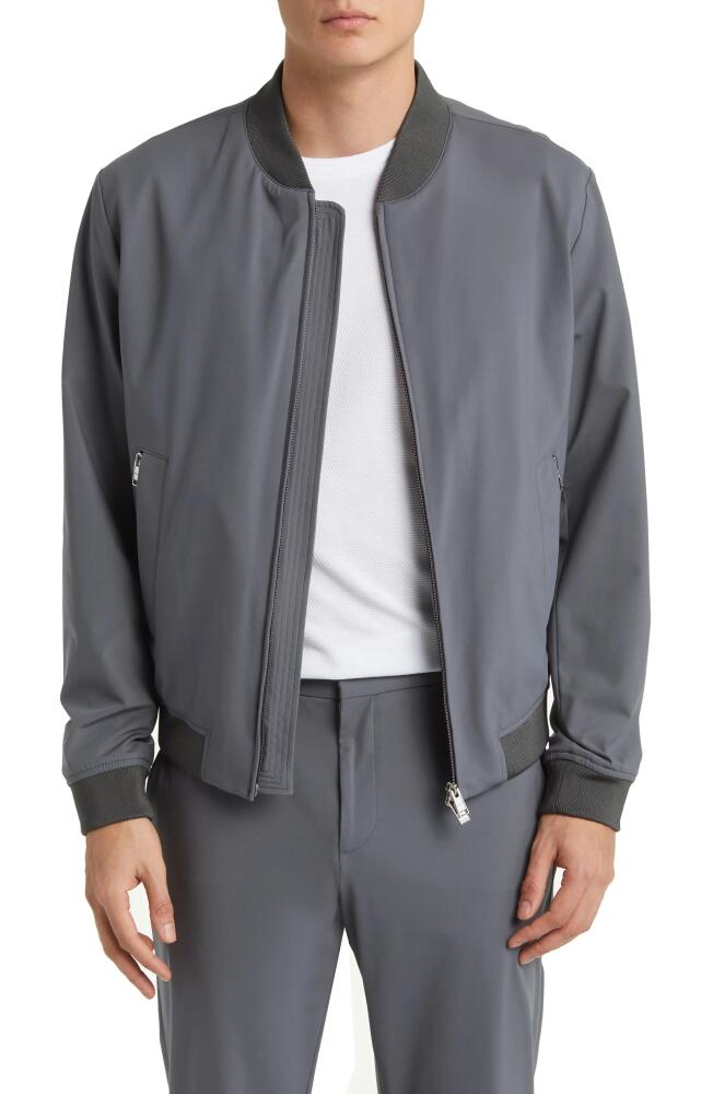 BOSS Slim Fit Jersey Bomber Jacket in Medium Grey Cover