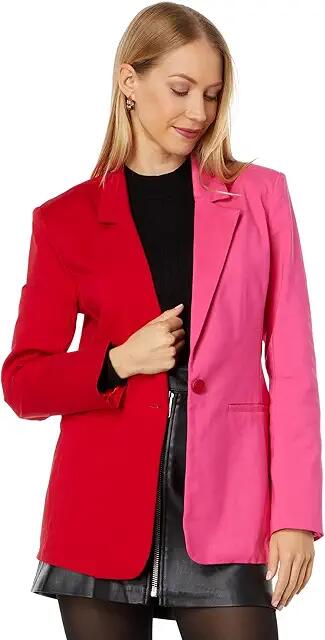 English Factory Color-Block Blazer (Red Fuchsia) Women's Clothing Cover